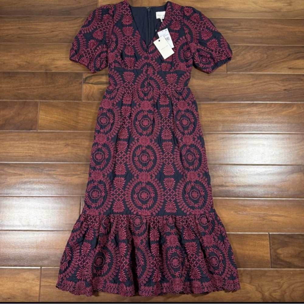 Adelyn Rae x Anthropologie Embroidered Midi Dress